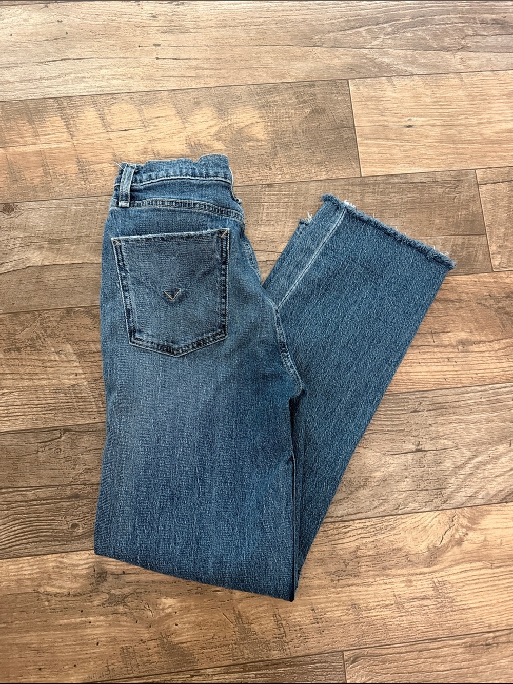 Hudson Jeans Raw Hem Cropped Blue Denim